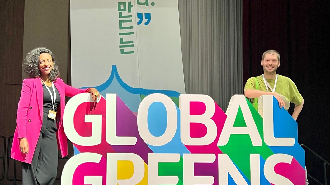 Milka en Sybren bij het Global Greens Congress