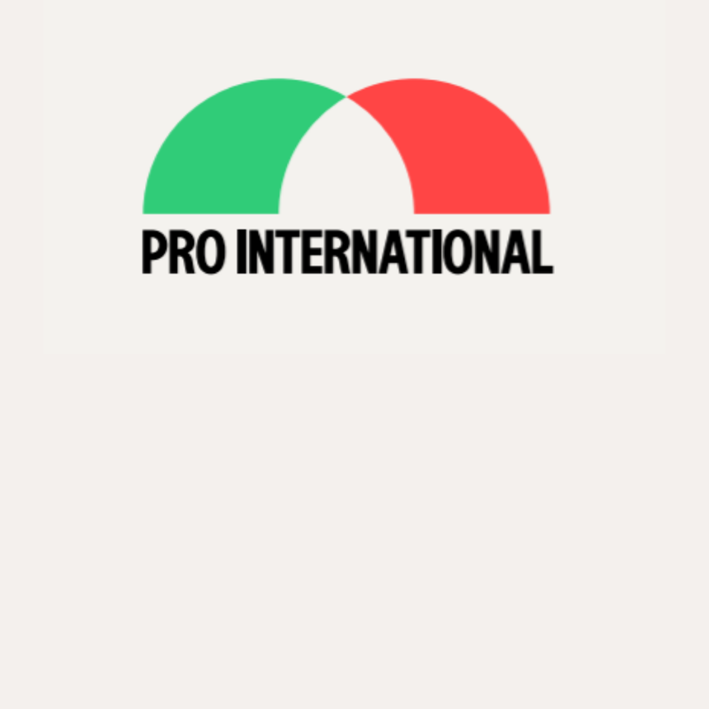logo van twee bogen die naar elkaar toe wijzen met pro international eronder